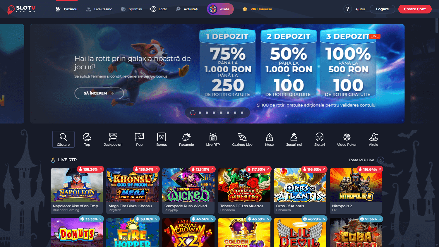 SlotV_Casino_RO_homepage_desktop