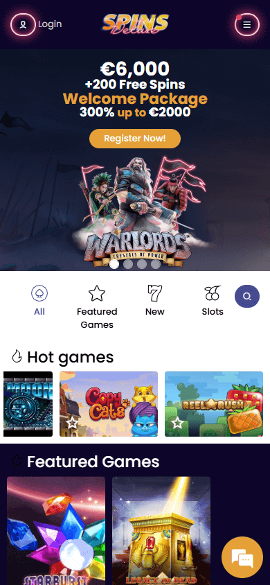 Spins_Deluxe_Casino_homepage_mobile