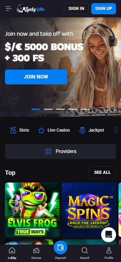 luckyvibe_casino_homepage_mobile