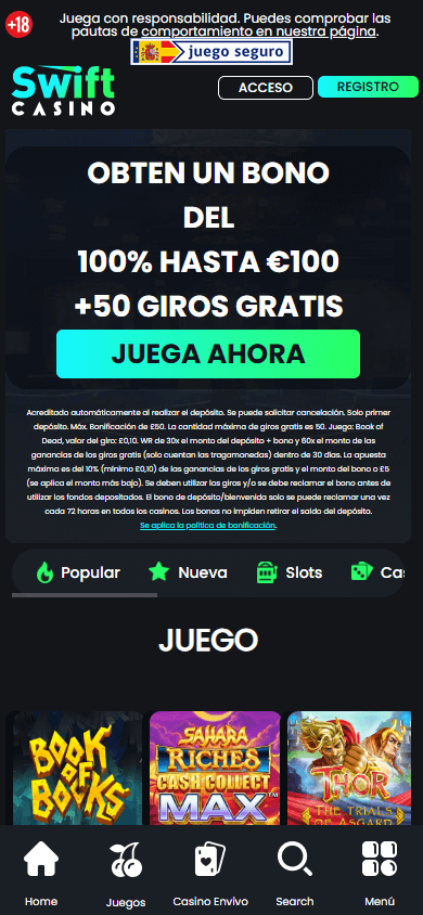 vinci Swift Casino bonus cashback banner promozionale