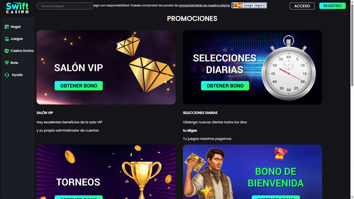 sblocca Swift Casino bonus high roller in Italy