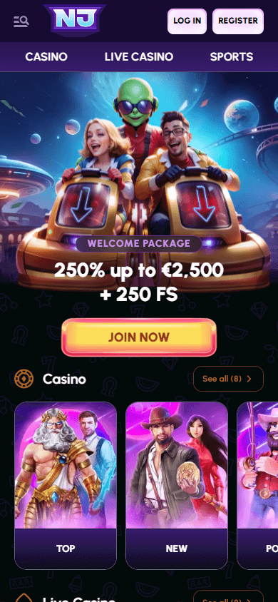 NovaJackpot Casino mobil hjemmeside