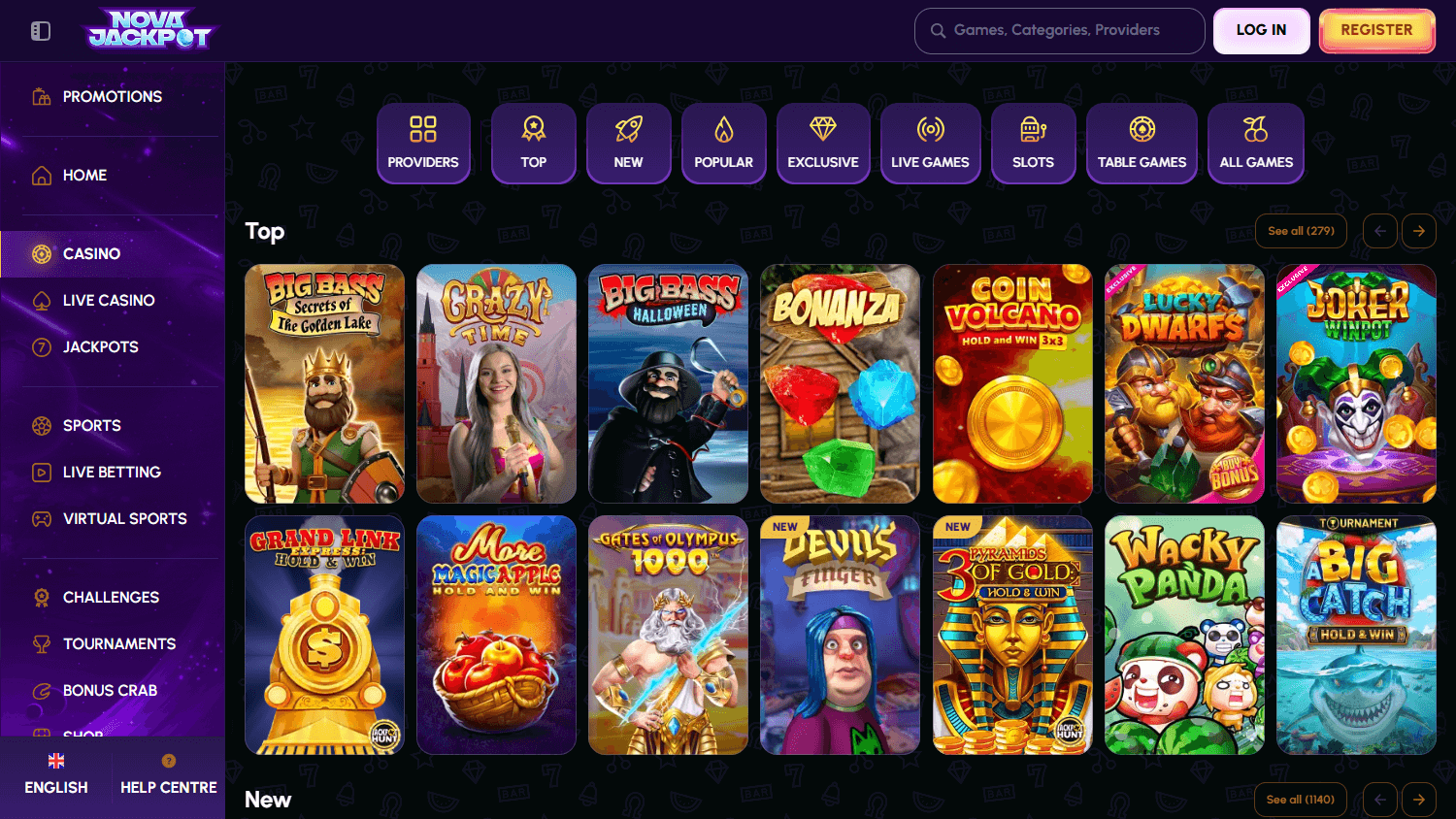 NovaJackpot Casino spillutvalg