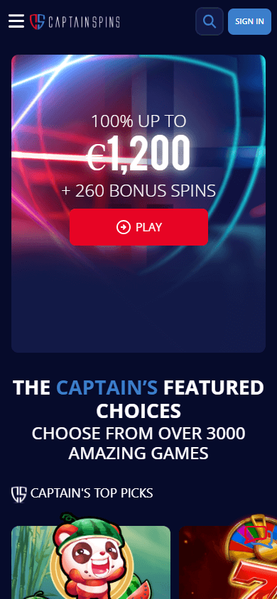 Captain_Spins_Casino_homepage_mobile