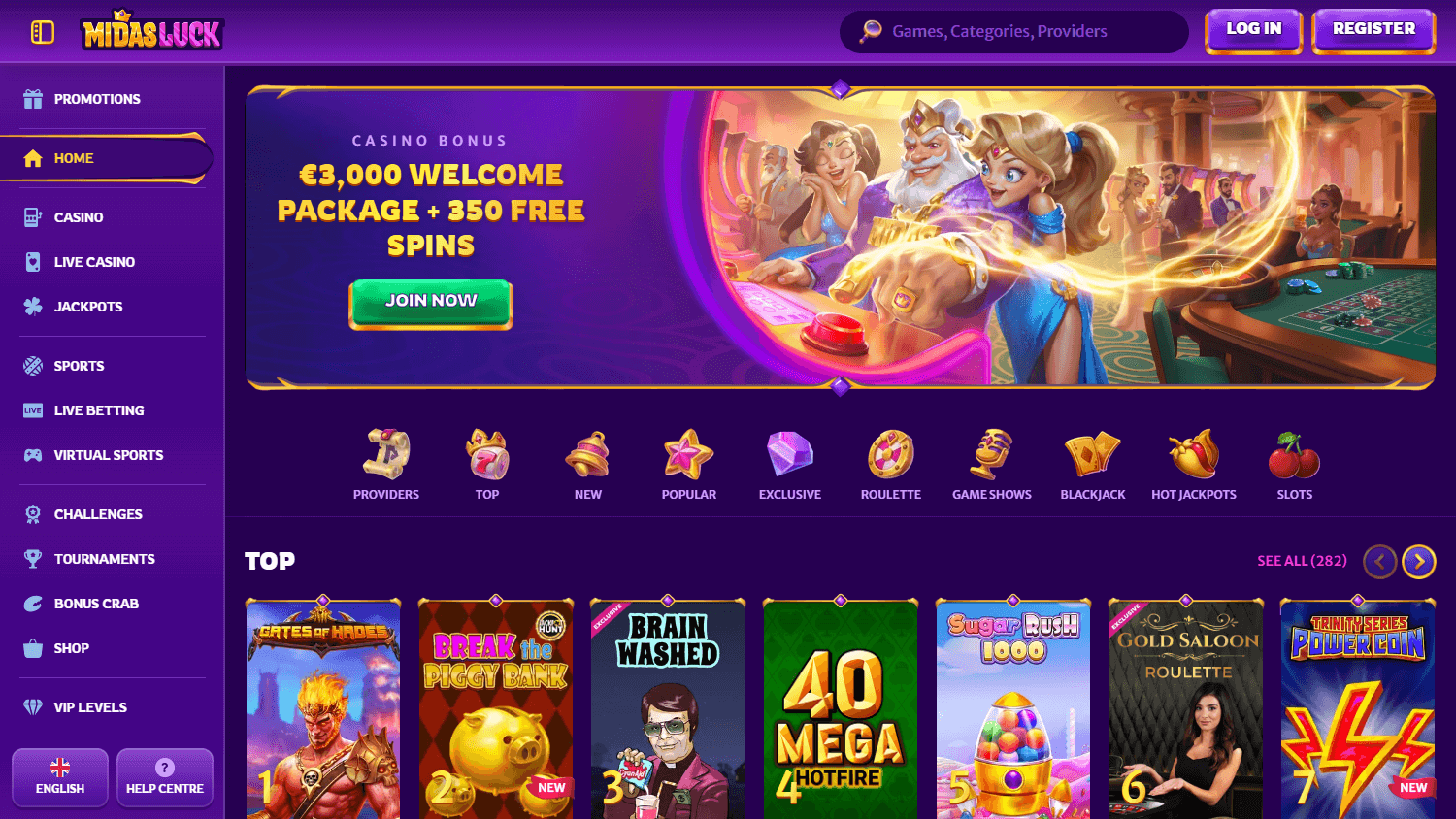 midasluck_casino_homepage_desktop
