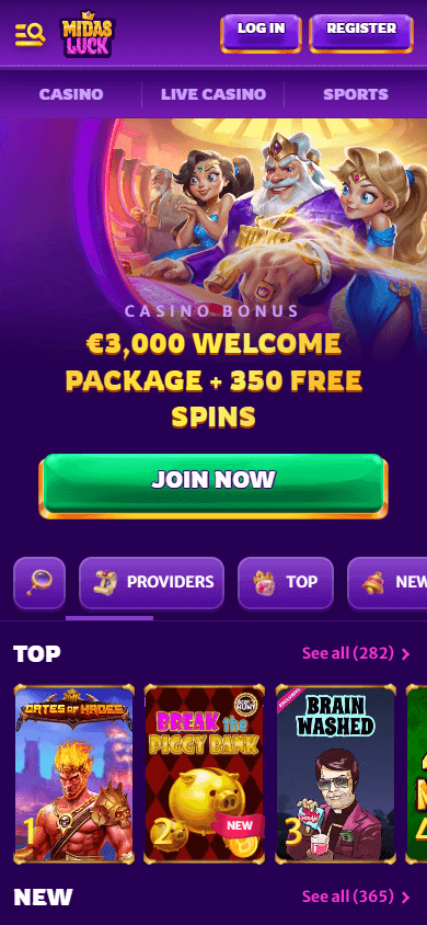 midasluck_casino_homepage_mobile