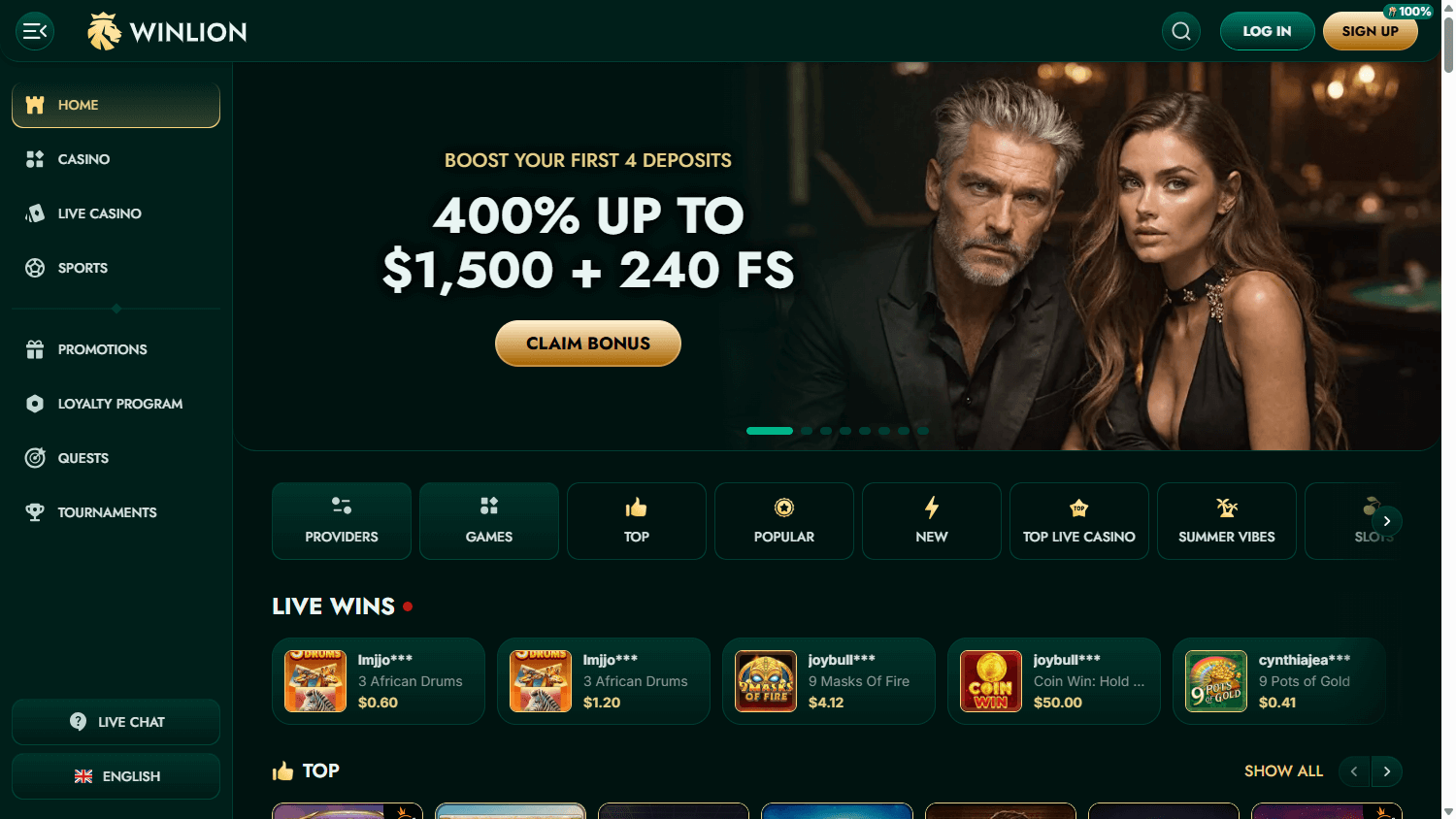 winlion_casino_homepage_desktop