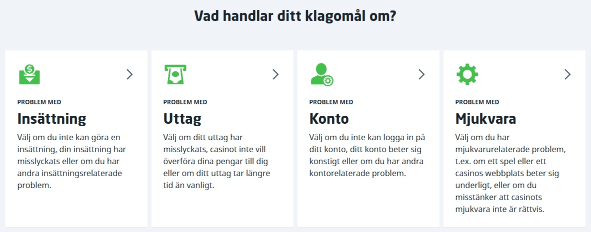 Klagomålskategorier