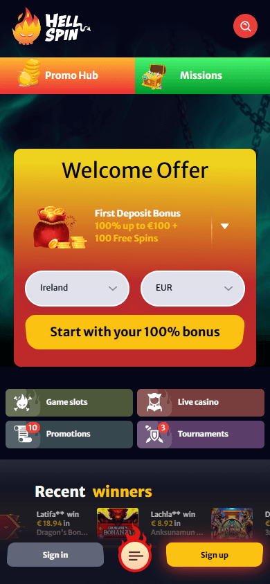 hellspin_casino_homepage_mobile