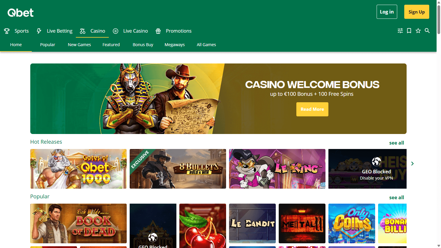 QBet casino game gallery