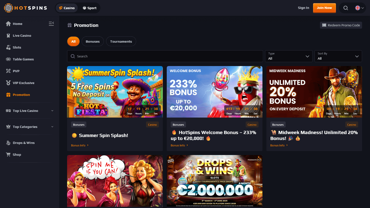 hotspins.io_casino_promotions_desktop