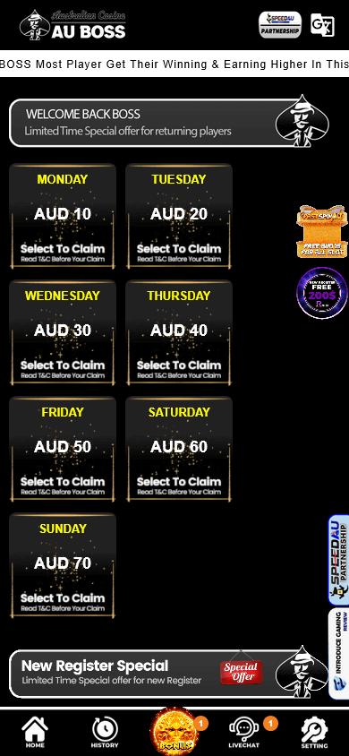 Unlock Promotions at Au Boss Casino