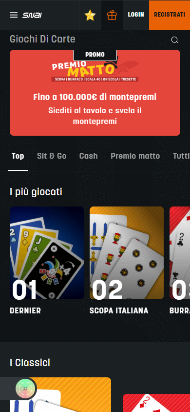 Anteprima della galleria giochi roulette Snai su dispositivo mobile