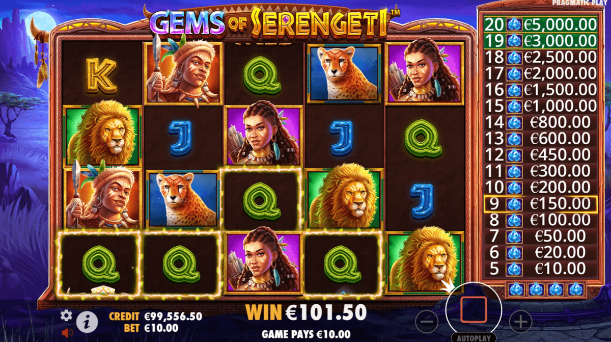 Gems of Serengeti free spins