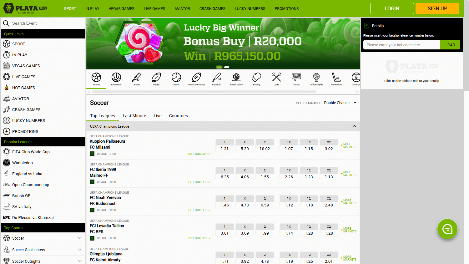 Playa_Bets_Casino_homepage_desktop