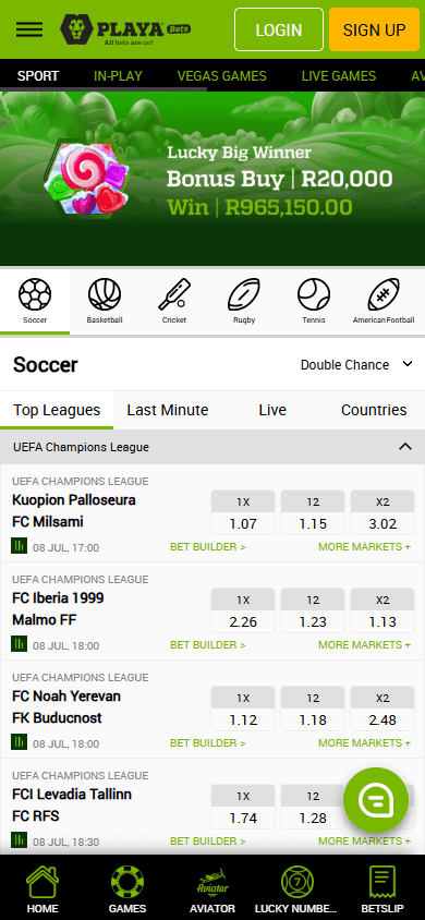 Playa_Bets_Casino_homepage_mobile