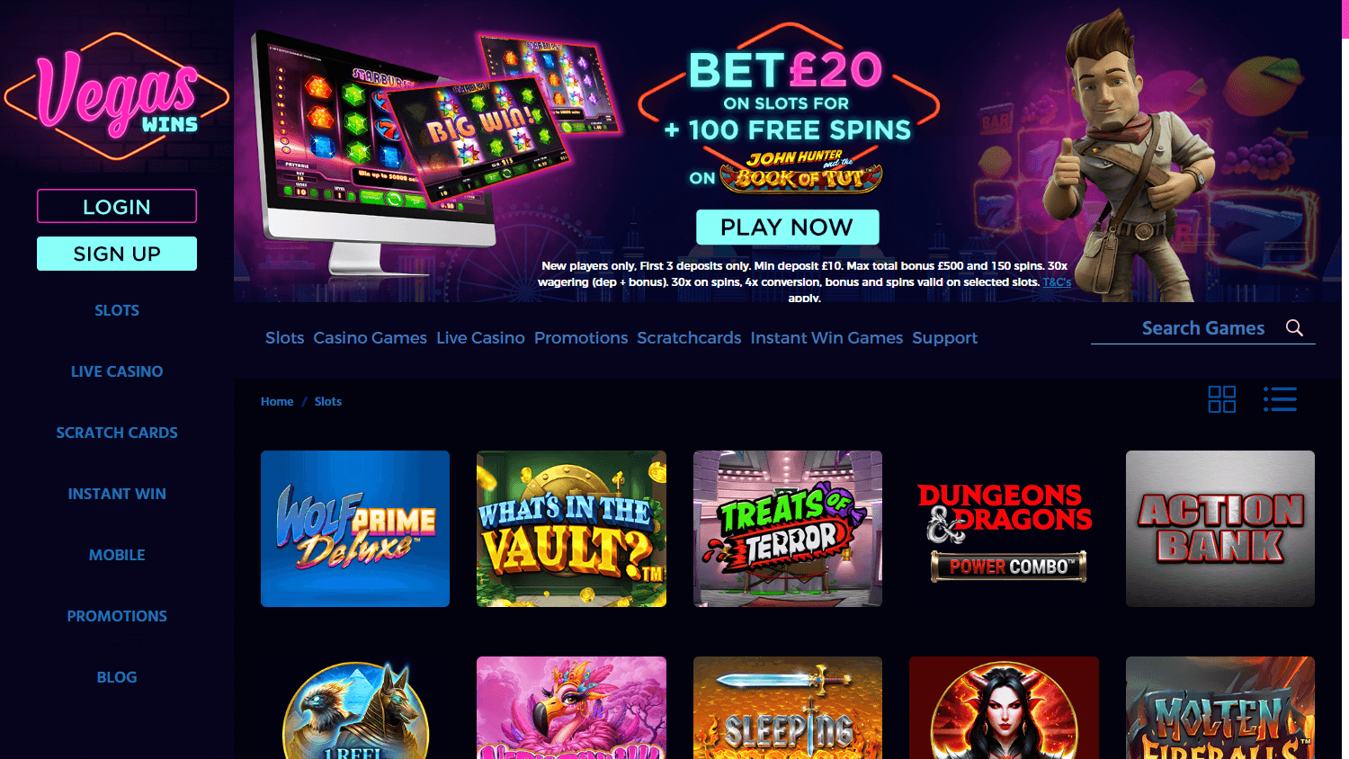 Vegas Wins Casino UK Progressive Jackpot: Big Win Potential