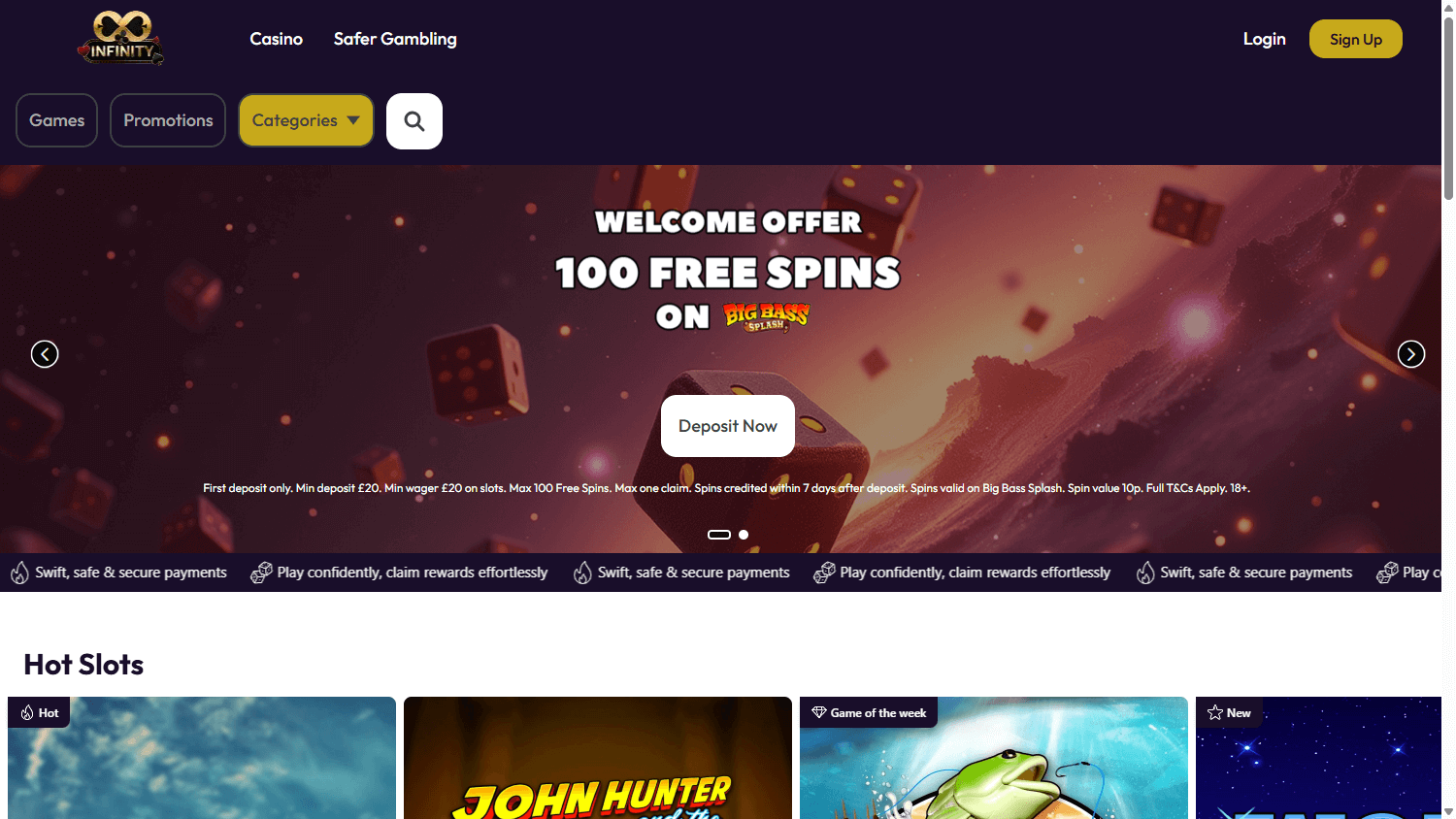 Infinity_Casino_homepage_desktop