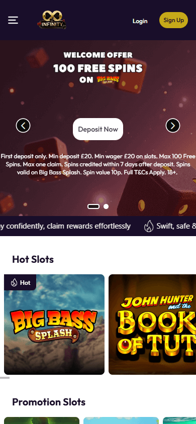 Infinity_Casino_homepage_mobile