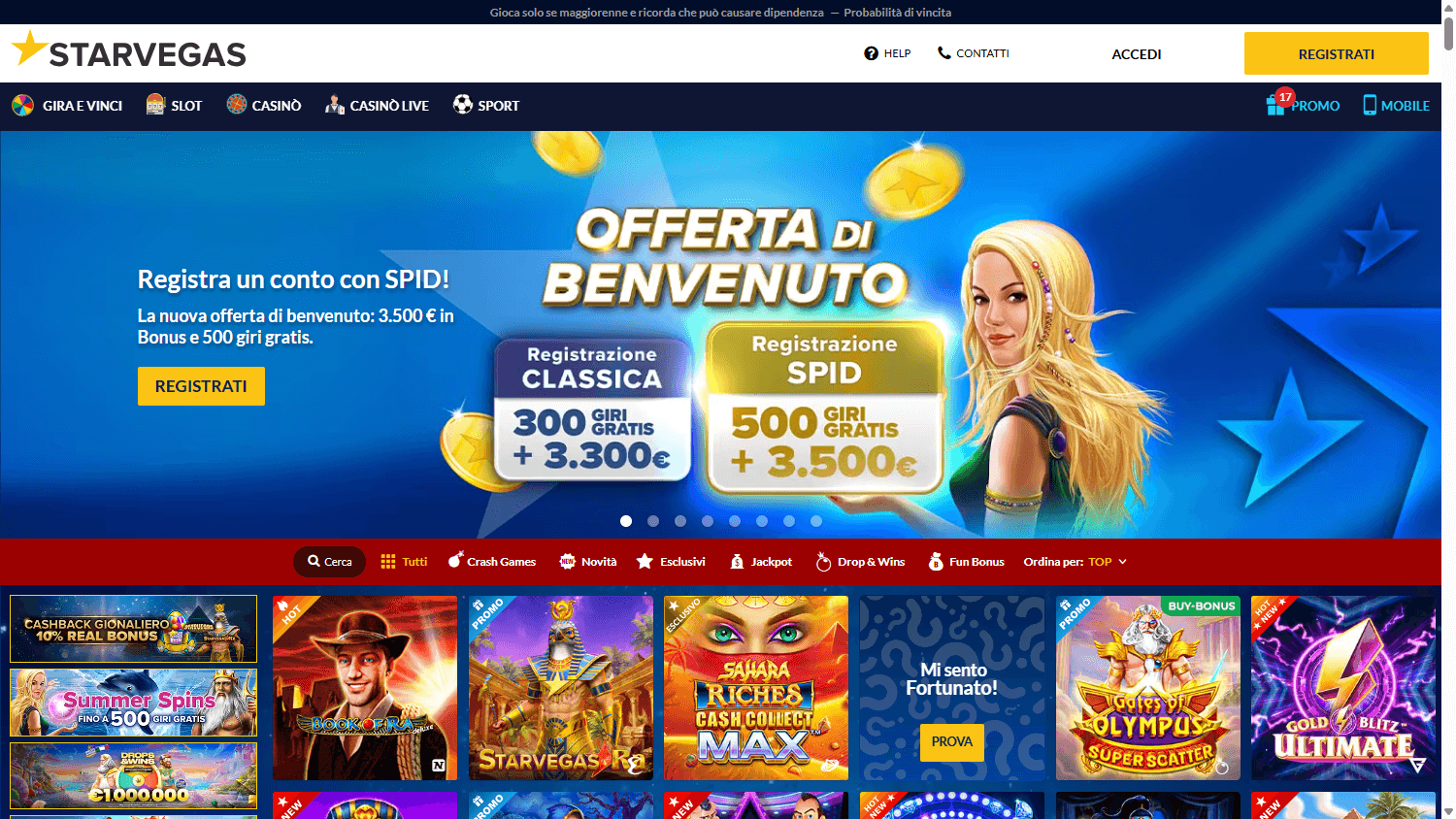 Galleria di giochi Starvegas