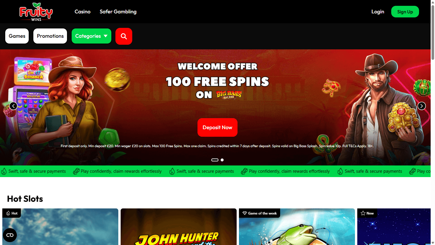 Fruity Wins homepage website screenshot