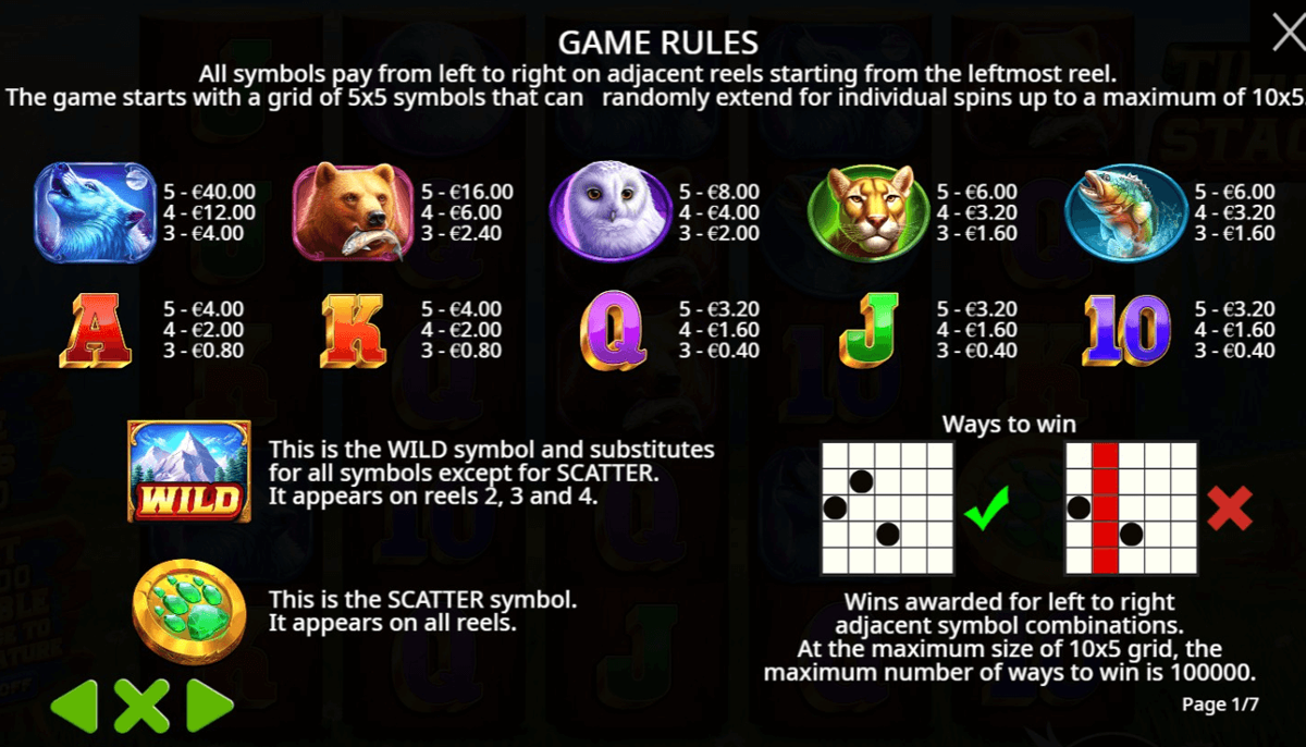 Timber Stacks paytable