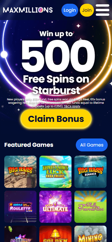 MaxMillions_Casino_homepage_mobile