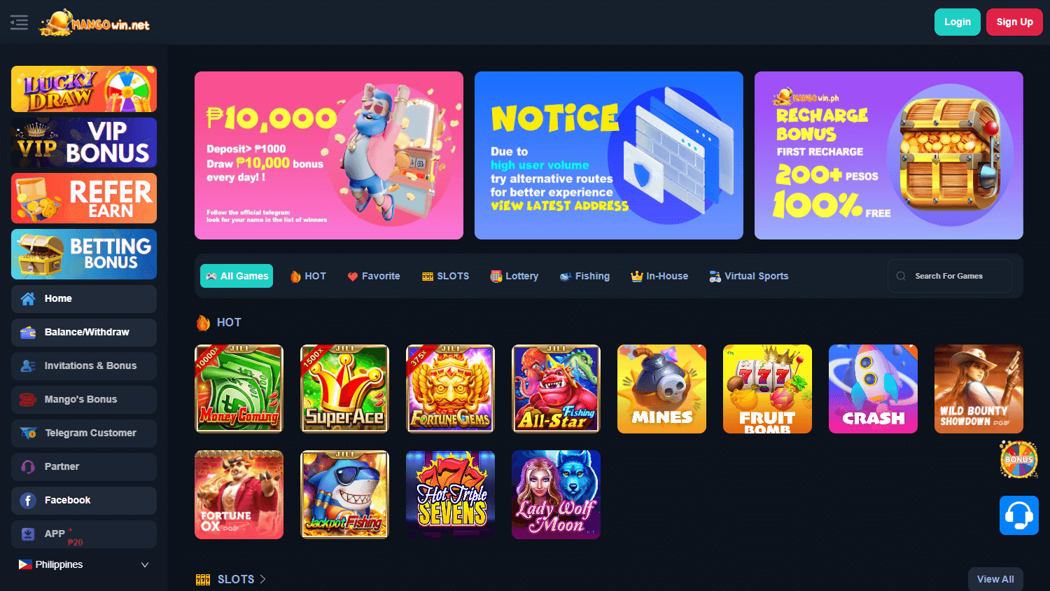 Mangowin_Casino_homepage_desktop