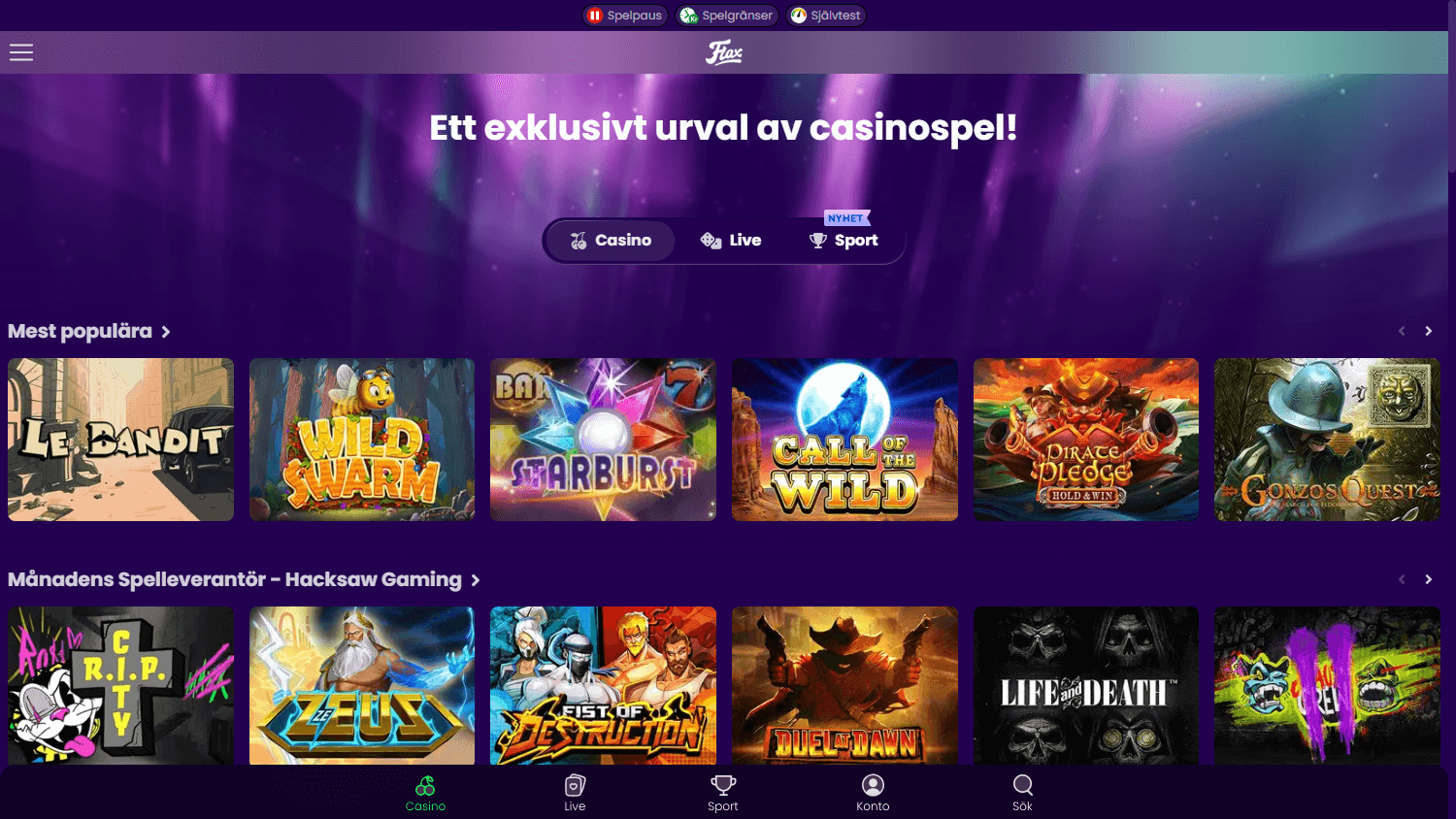 Flax Casino Spelgalleri