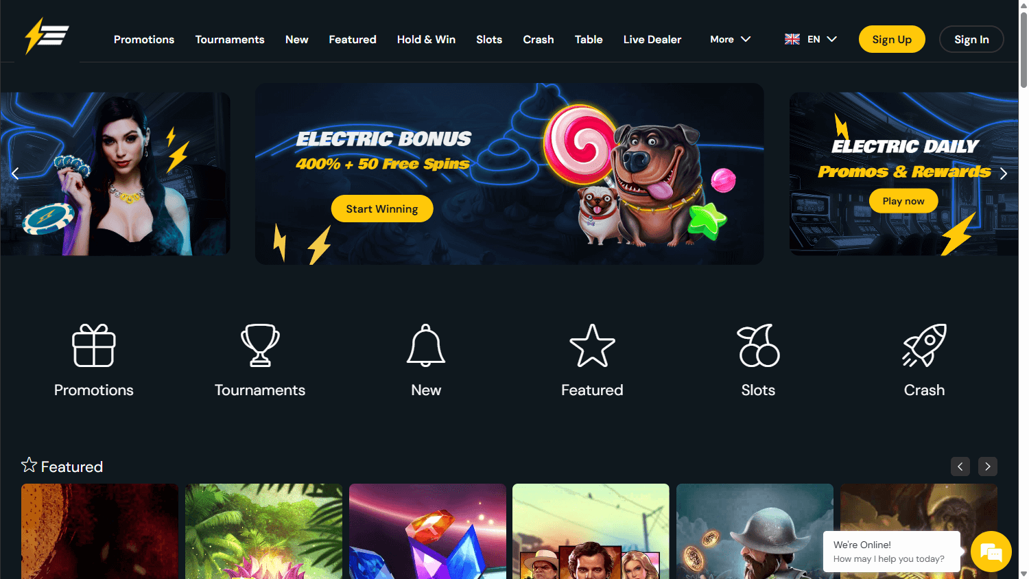 electric_wins_casino_homepage_desktop