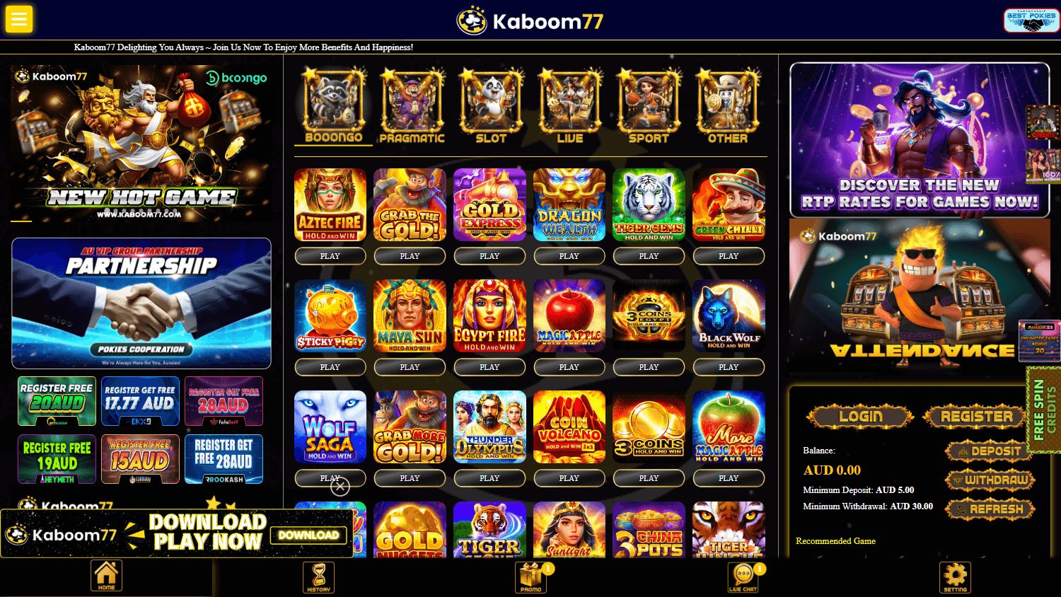 kaboom77_casino_homepage_desktop