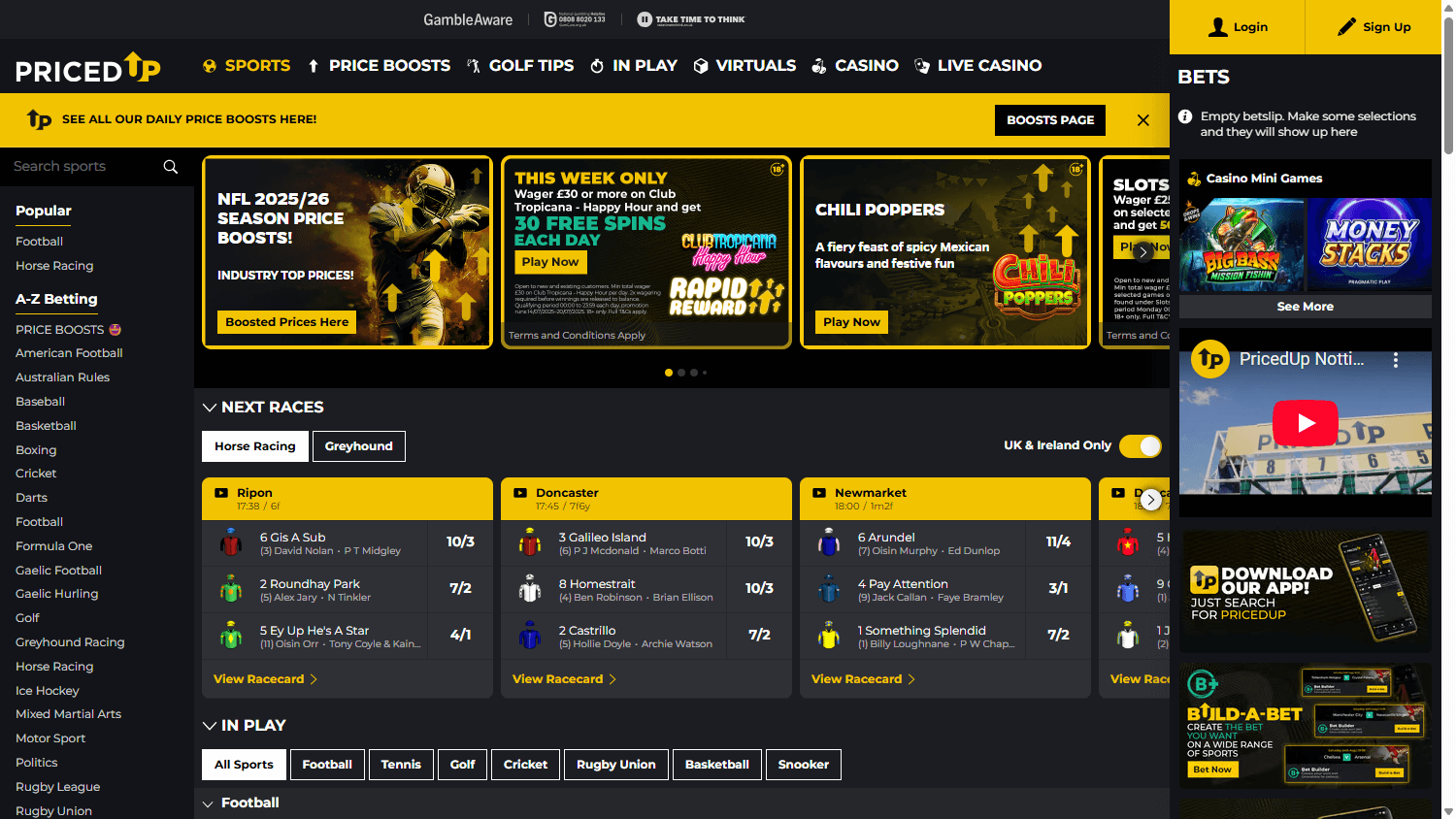 PricedUp homepage website screenshot