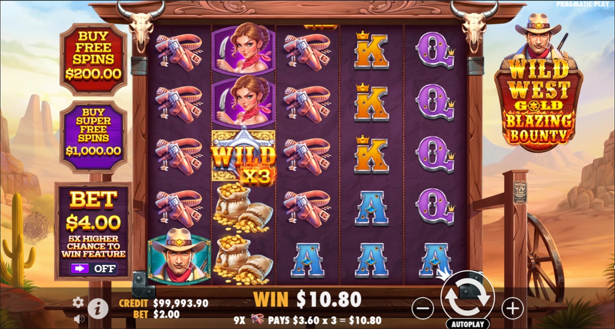 Wild West Gold Blazing Bounty - Cluster with Wild win
