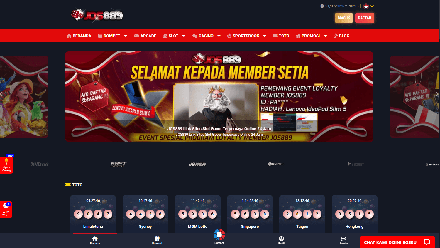 jos889_casino_homepage_desktop