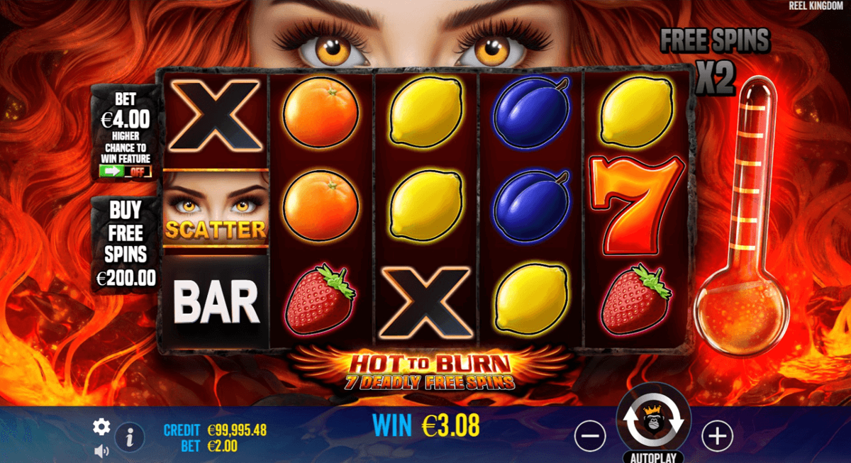 Hot to Burn 7 Deadly Free Spins win