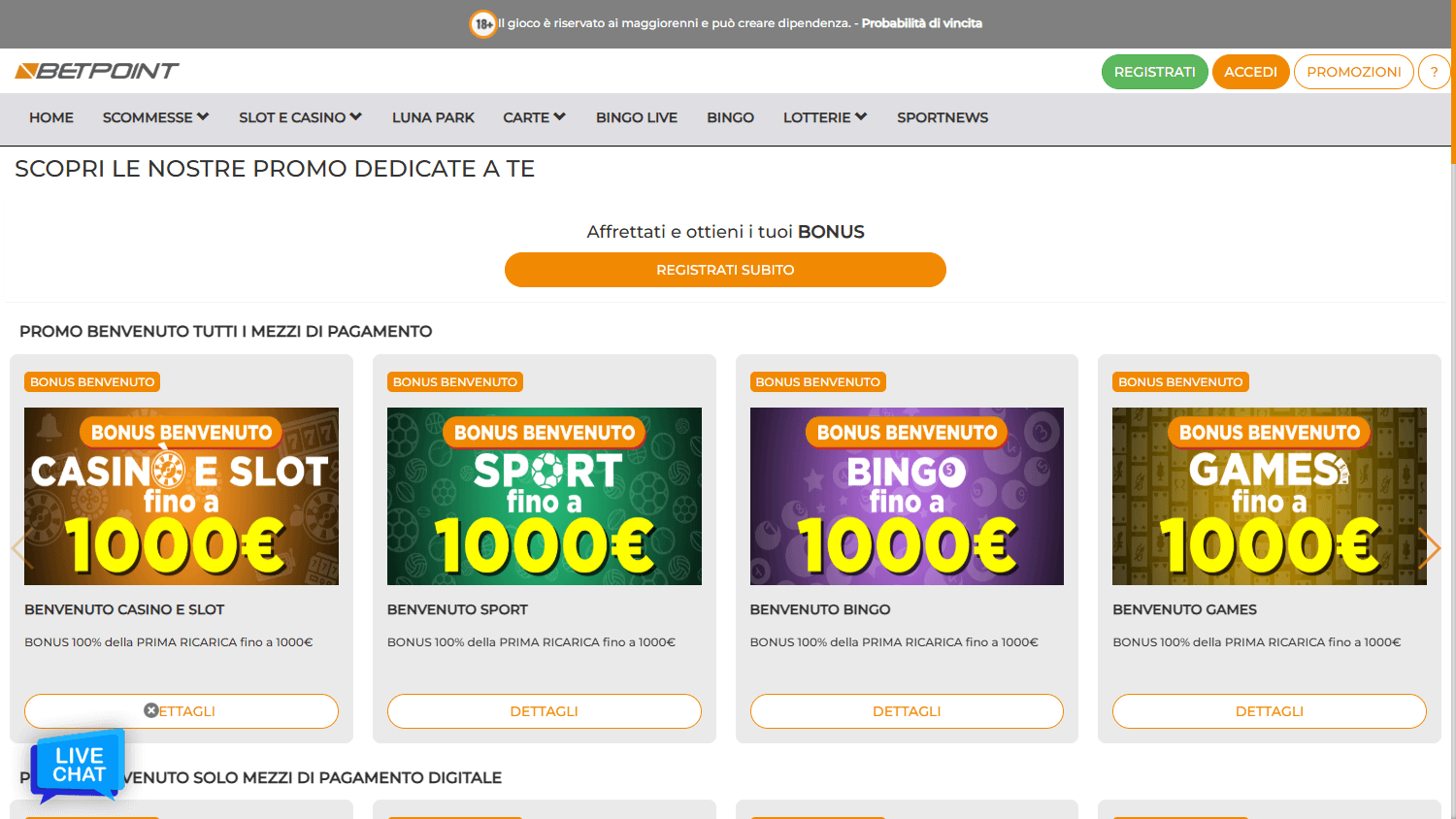 Promozioni di Betpoint Casino