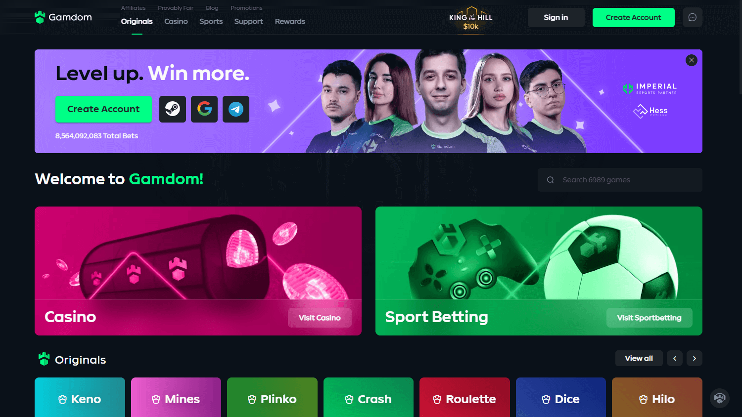 gamdom_casino_homepage_desktop