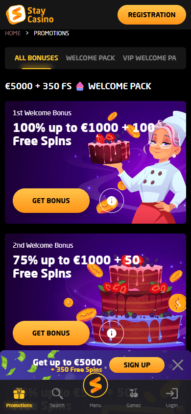 Stay Casino Mobile Promotions Interface