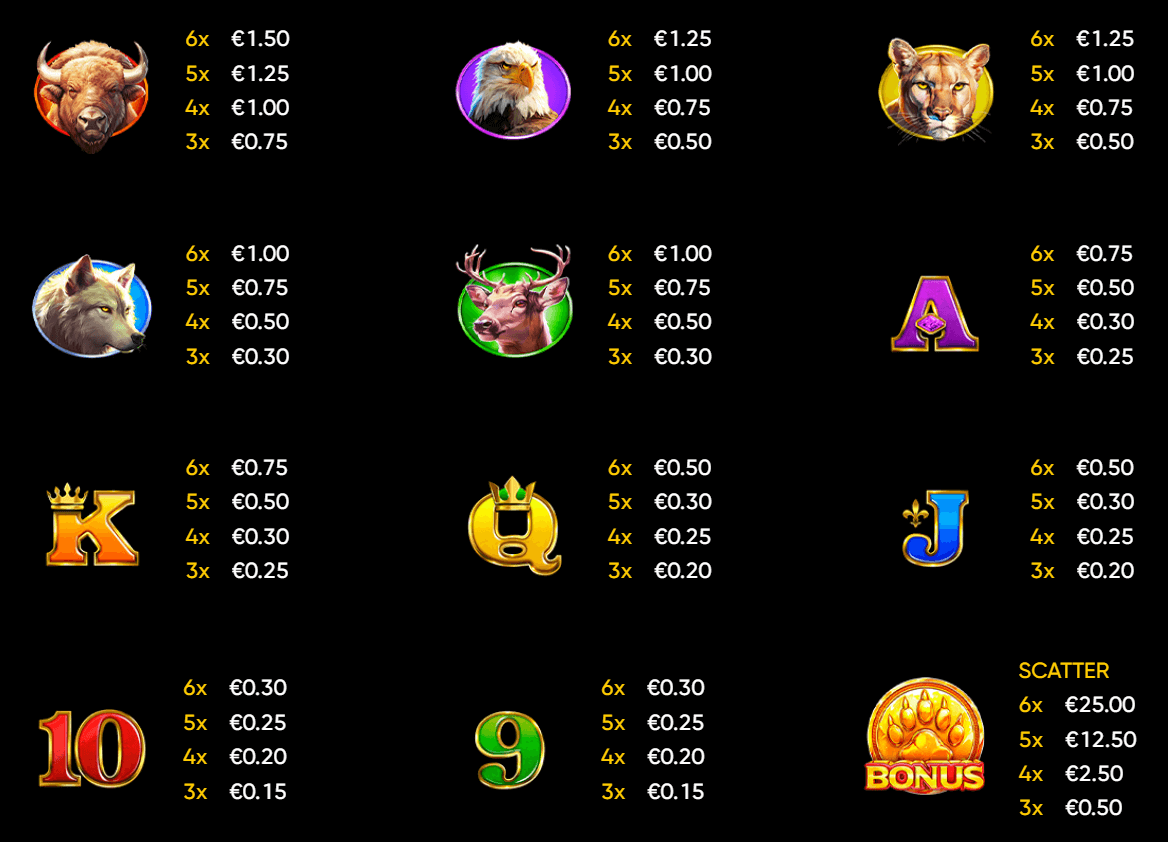 Big Brown paytable