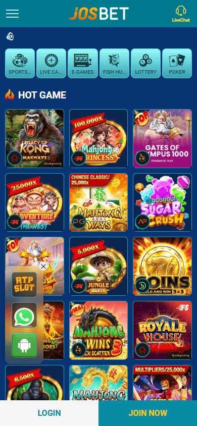 josbet_casino_homepage_mobile