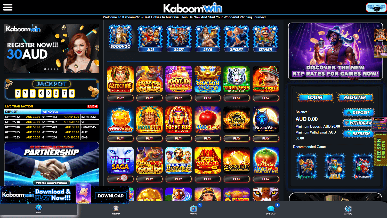 kaboomwin_casino_homepage_desktop