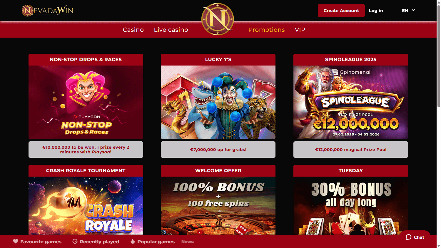 NV Casino Promotions Screenshot