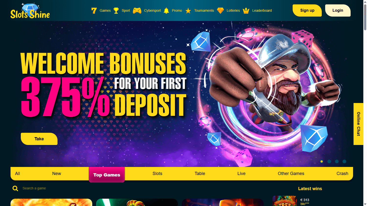 Slots_Shine_Casino_homepage_desktop
