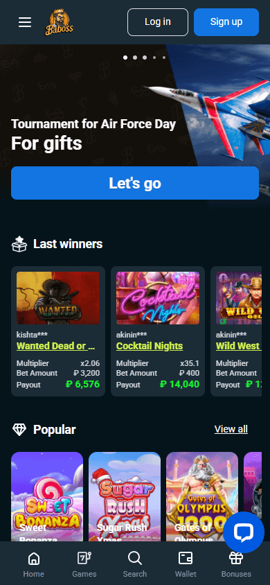 Baboss_Casino_homepage_mobile