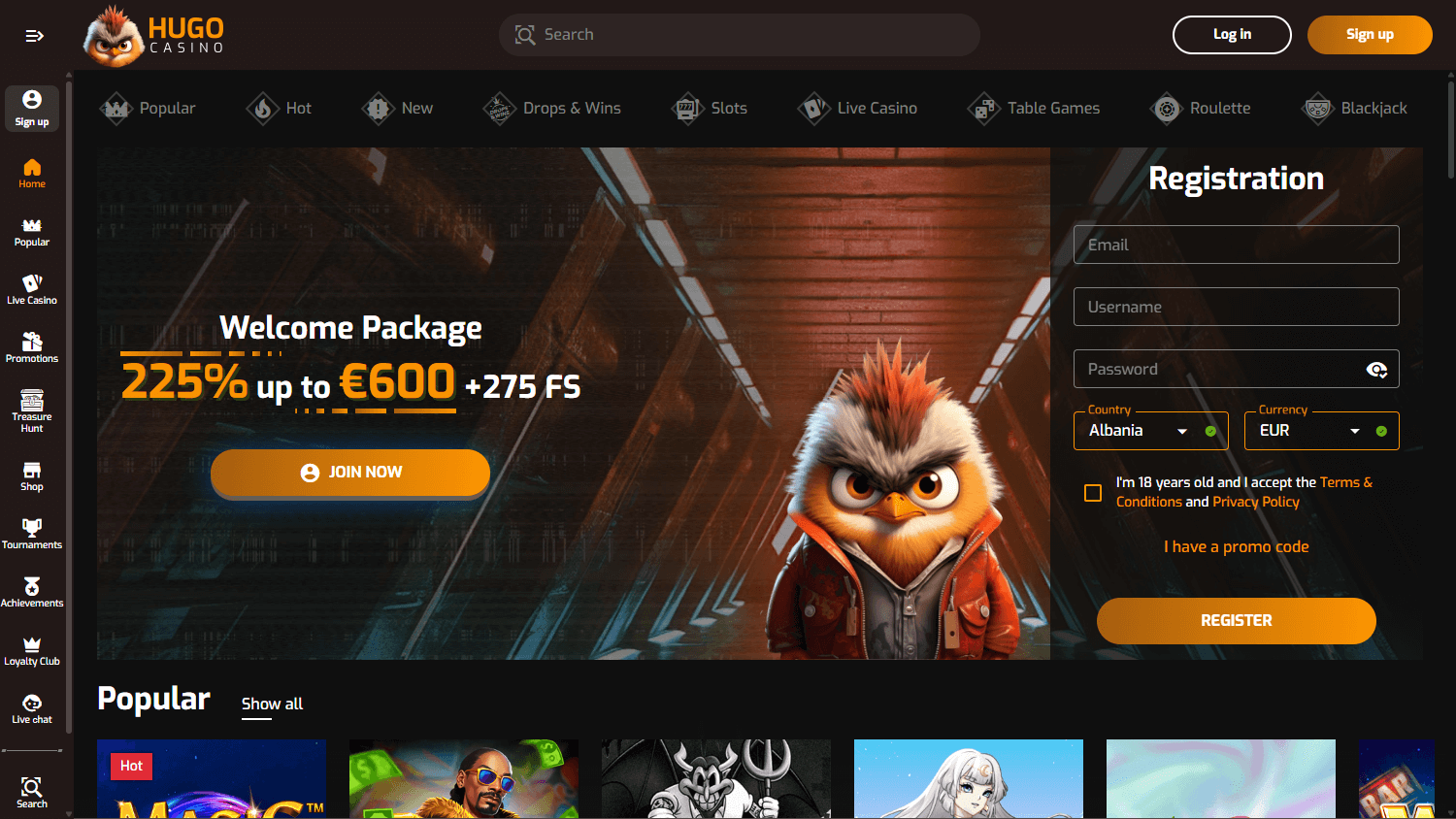 Hugo_Casino_homepage_desktop