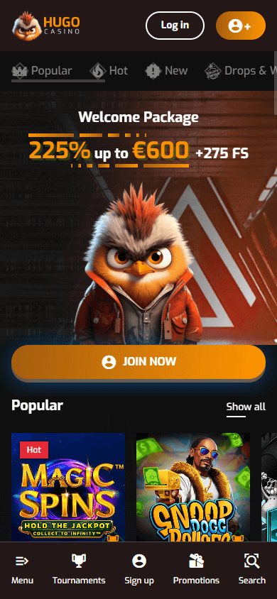 Hugo Casino mobil hjemmeside