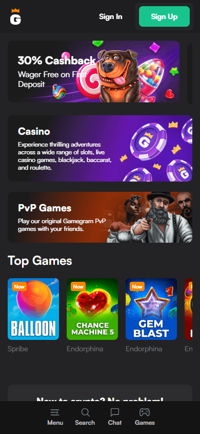 Gamegram_Casino_homepage_mobile