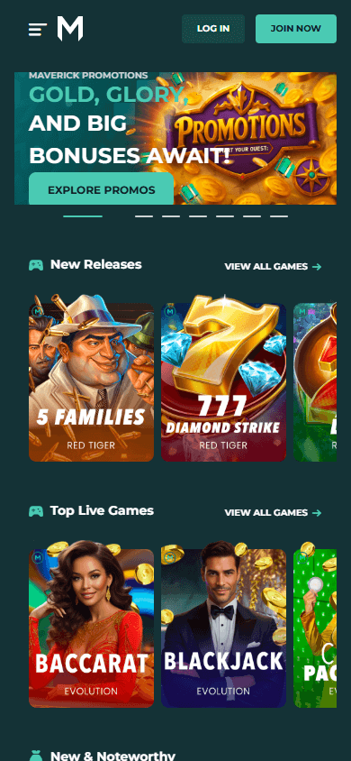 Maverick_Games_Casino_homepage_mobile
