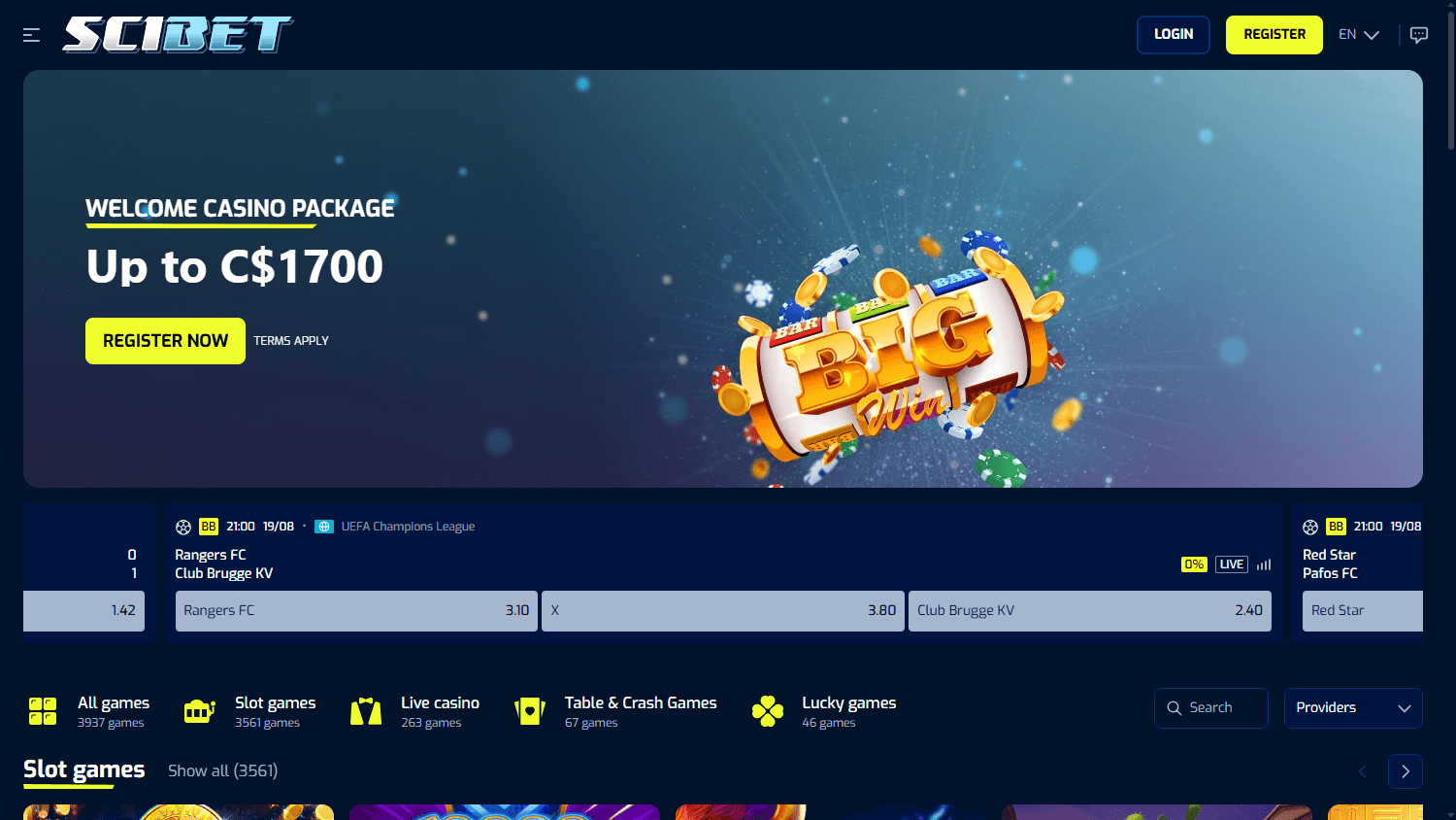 Scibet_Casino_homepage_desktop