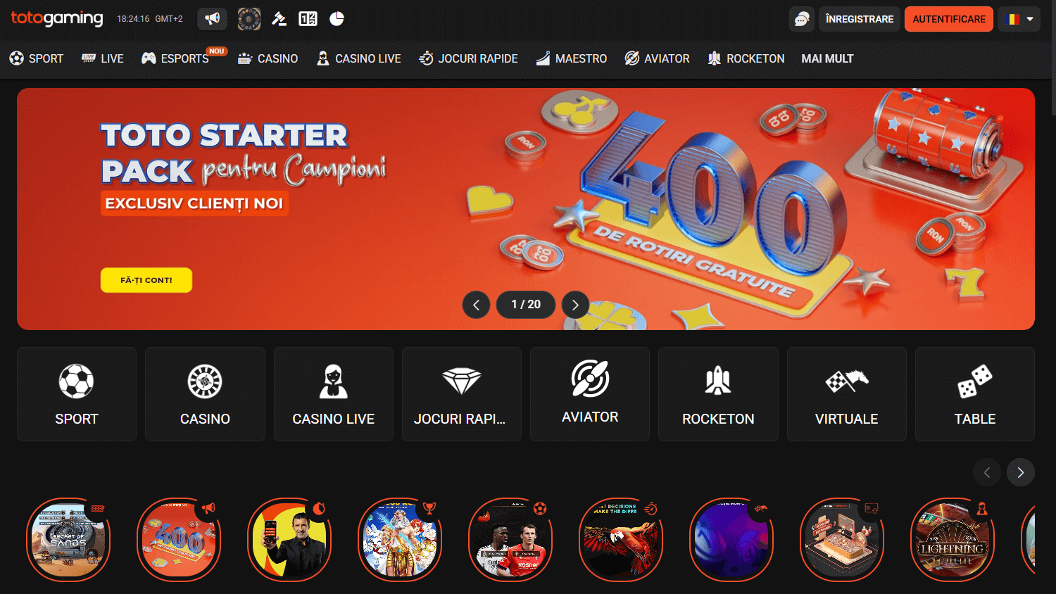 totogaming_casino_ro_homepage_desktop